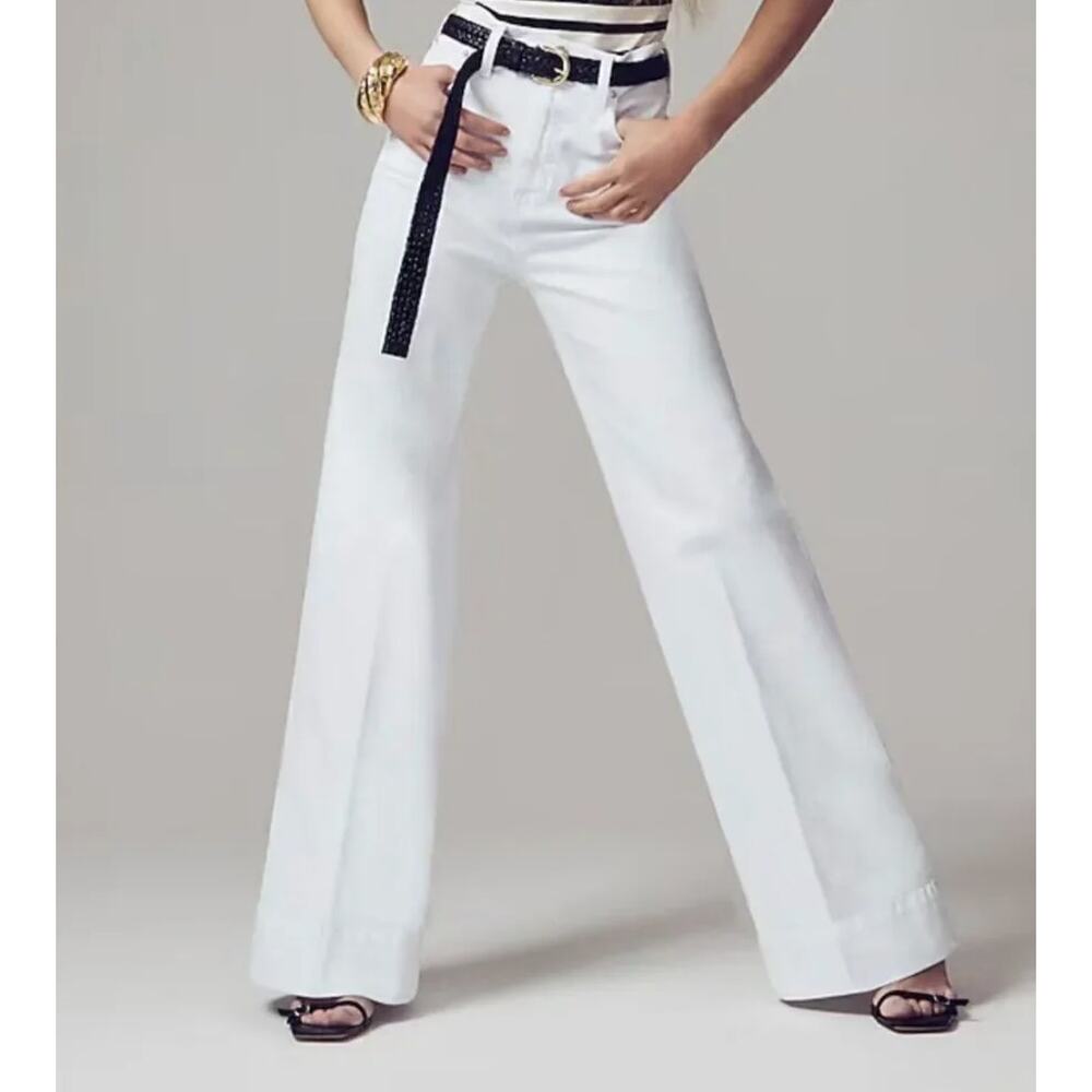 j. crew wide-leg denim trouser jean in white bm338 women size 32
